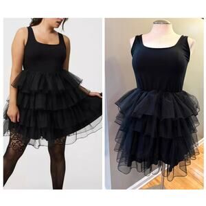 Torrid Plus Size 4 (4x 26) Sexy Black Tiered Mini Tank Party Tutu Glam Dress